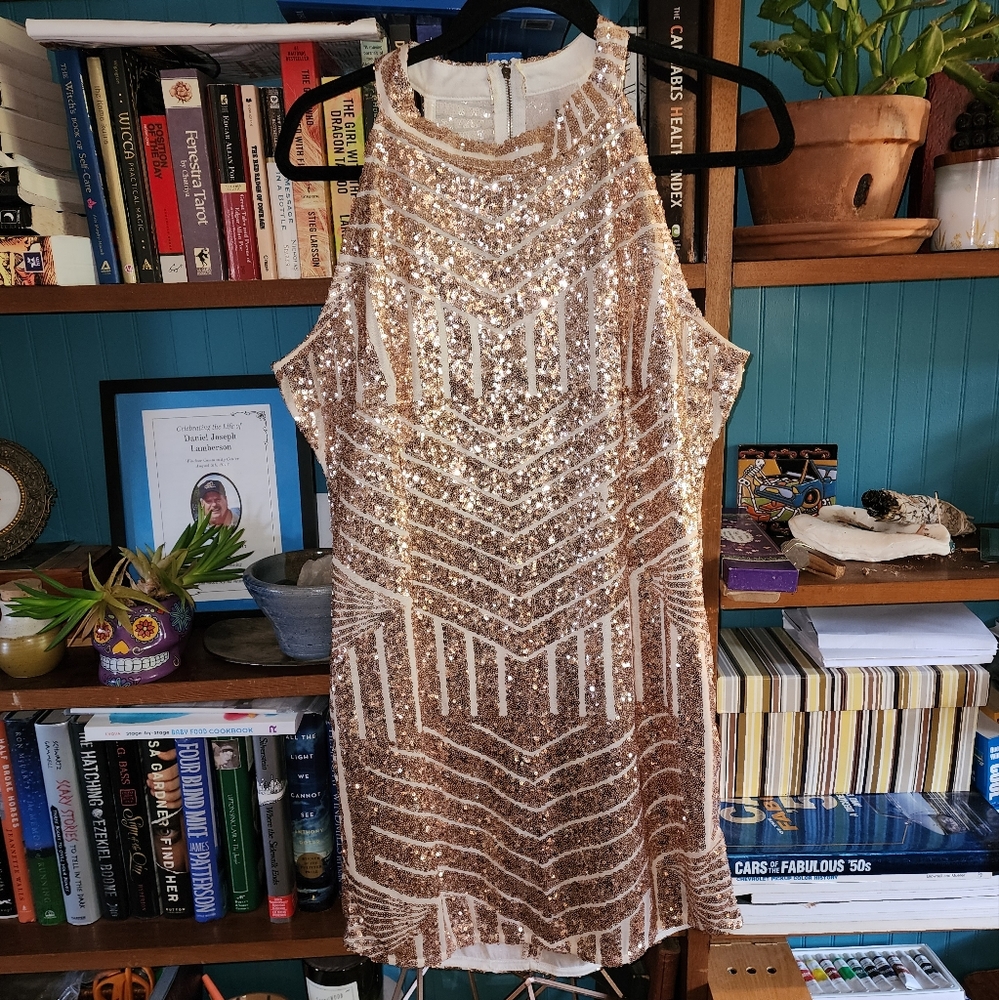 Rose gold sequin dress